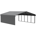 Arrow Carports Abri d'auto en acier galvanisé, avec enceinte 1 côté, Kit abri d'auto métallique, 20' x 24' x 9'  , Anthracite