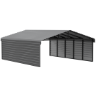 Arrow Carports Abri d'auto en acier galvanisé, avec enceinte 2 côtés, Kit abri d'auto métallique, 20' x 24' x 9', Anthracite