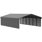 Arrow Carports Abri d'auto en acier galvanisé, avec enceinte 2 côtés, Kit abri d'auto métallique, 20' x 29' x 9' , Anthracite